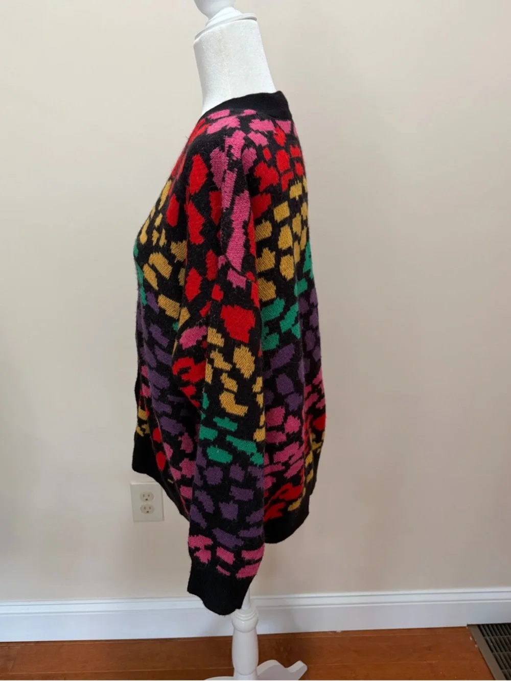 FARM Rio Rainbow Leopard Print Acrylic Blend Long Sleeve Cardigan Sweater Top XS - Picture 4 of 6